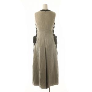 SNIDEL 24SS サイドプリーツバイカラーワンピース ロング ノースリーブ 00 グレー ベージュ  黒