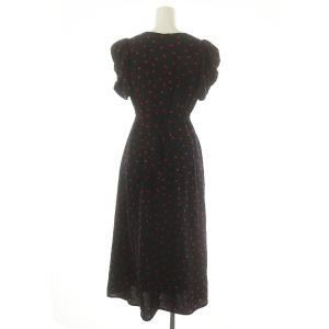 SNIDEL 24SS Heart collection プリントワンピース ロング マキシ 半袖 Vネック ハート柄 00 紺 ネイビー