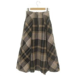 SNIDEL ロービングチェックフレアスカート ロング マキシ 0 黒 ブラック