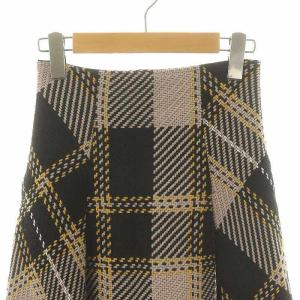 SNIDEL ロービングチェックフレアスカート ロング マキシ 0 黒 ブラック