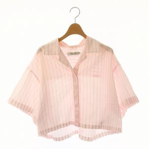 クロップドストライプシャツ 半袖 34 ライトピンク /HK OS