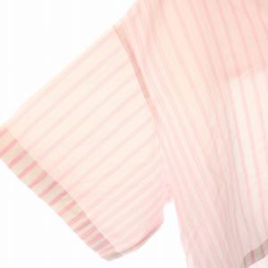 Maison Kitsuné クロップドストライプシャツ 半袖 34 ライトピンク /HK OS