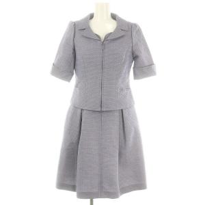 セットアップ 上下 フルジップ ジャケット 五分袖 ワンピース ひざ丈 36 ラベンダー