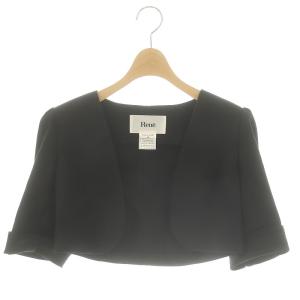 ロールアップ ボレロ ノーカラージャケット クロップド 五分袖 36 黒 ブラック /DF OS