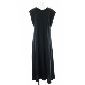 24SS リネンコンテンジク フレアワンピース マキシ ロング フレンチスリーブ F 黒 ブラック 24040900505020