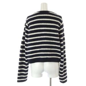 Apuweiser-riche 24SS ラメニットジャケット ノーカラー ボーダー 2 M 紺 ネイビー 白 ホワイト /SY OS