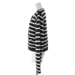 Apuweiser-riche 24SS ラメニットジャケット ノーカラー ボーダー 2 M 紺 ネイビー 白 ホワイト /SY OS
