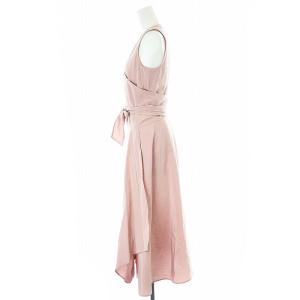 Max Mara ラップワンピース ミモレ ロング ノースリーブ シルク 40 L ピンク