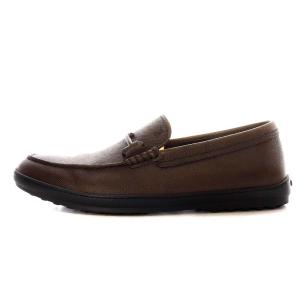 TOD'S ドライビングシューズ ローファー スリッポン ダブルT レザー 5.5 24.5cm ダークブラウン /YO12