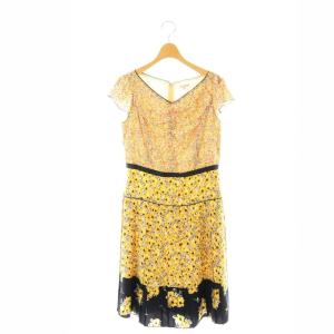 LADY DAHLIA ドレス ワンピース 膝丈 フレンチスリーブ Vネック 花柄 6 マルチカラー