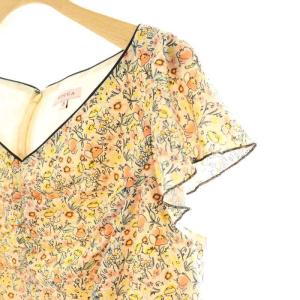 TOCCA LADY DAHLIA ドレス ワンピース 膝丈 フレンチスリーブ Vネック 花柄 6 マルチカラー