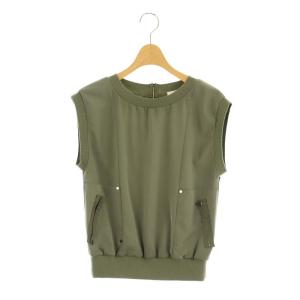 バッグチュールカットソー プルオーバー ブラウス ノースリーブ 38 カーキ