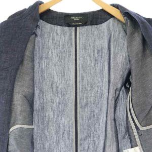 Max Mara Weekend デニム ハーフスリーブ ジャケット ブルゾン 五分袖 コットン リネン混 38 紺 ネイビー