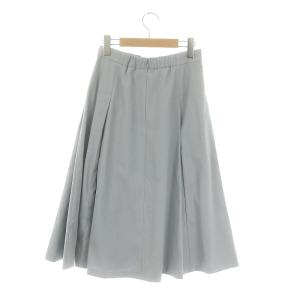 BLUE LABEL CRESTBRIDGE ストレッチカルゼタックスカート フレア ひざ丈 ミディ丈 チェック 切替 36 水色 ライトブルー /DF