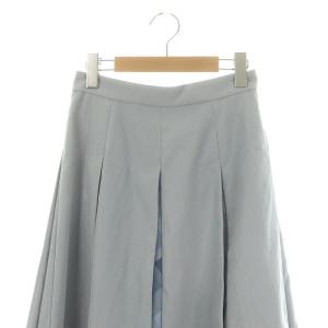 BLUE LABEL CRESTBRIDGE ストレッチカルゼタックスカート フレア ひざ丈 ミディ丈 チェック 切替 36 水色 ライトブルー /DF