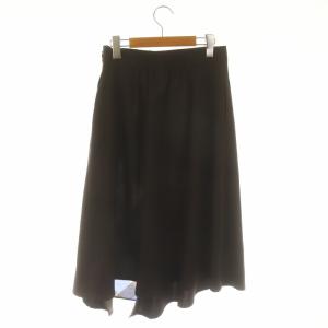 BLUE LABEL CRESTBRIDGE シャンブレートロピカルフレアスカート ロング 切替 チェック柄 38 ダークブラウン マルチカラー /ES