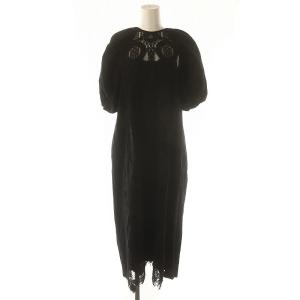 メディ 2WAYサークルパターンレースドレス ワンピース ロング マキシ 五分袖 S 黒 ブラック