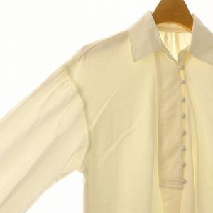 Ameri VINTAGE PUFF SLEEVE COMBINATION TOP シャツ 長袖 チュニック プルオーバー F アイボリー