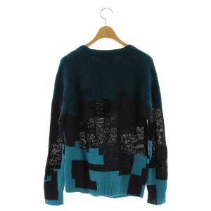 3.1 phillip lim アンゴラ混 切替 ニット セーター 長袖 クルーネック XS 緑 グリーン