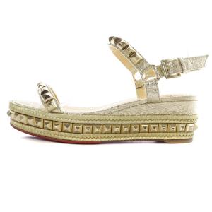 Christian Louboutin スタッズ ストラップサンダル 37 ゴールド色