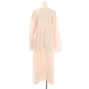 gelato pique 24年製 マタニティガーゼワンピース 長袖 ロング Vネック ルームウェア 部屋着 ナイトウェア パジャマ コットン F ピンク