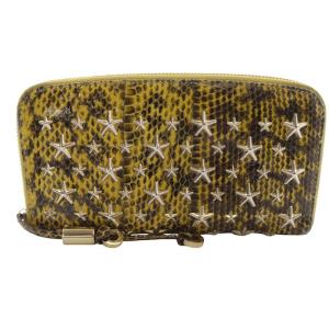 パイソン スタッズ ラウンドファスナー 長財布 黄色 イエロー /SR33 OH