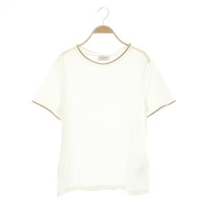 コットン レザーパイピング Tシャツ カットソー 半袖 L 白 ホワイト /NR OS