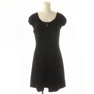 バルーン ニットワンピース ノースリーブ ひざ丈 36 紺 ネイビー