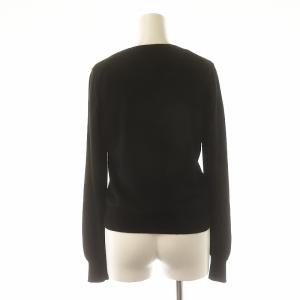 YVES SAINT LAURENT rive gauche ニット セーター 長袖 丸首 ロゴプレート カシミア M 黒 ブラック