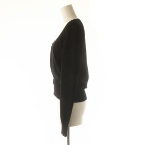 YVES SAINT LAURENT rive gauche ニット セーター 長袖 丸首 ロゴプレート カシミア M 黒 ブラック