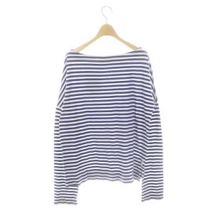 MADISONBLUE ワッペン付き ボートネック ボーダーTシャツ カットソー 長袖 XS 青 白 ブルー ホワイト