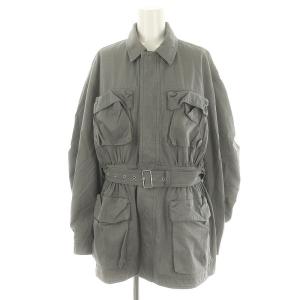 24SS TECH POCKET WORK ミリタリージャケット ギャザー ベルト付き F グレー /ES