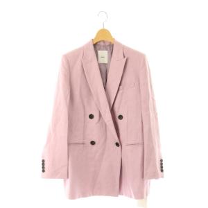 リネンツイル ダブルブレスト テーラードジャケット 38 ライトパープル