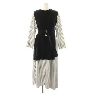 PLEATS QUARTER SLEEVE OP SET KT ニットベストセットプリーツワンピース ロング マキシ丈 長袖