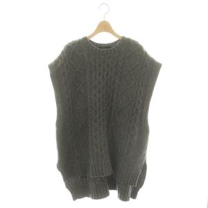 Aran knit vest ニットベスト プルオーバー ケーブル編み オーバーサイズ チャコールグレー