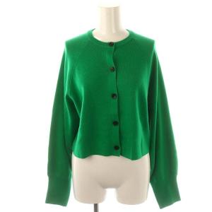 フルニードルクルーネックショートカーディガン ニット 長袖 F 緑 グリーン
