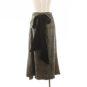 ADORE グレンチェック ラップスカート ロング 黒 白 ブラック ホワイト