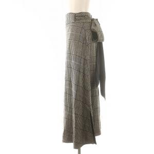 ADORE グレンチェック ラップスカート ロング 黒 白 ブラック ホワイト