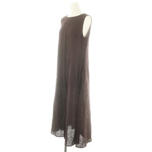 nagonstans リネン ノースリーブワンピース ロング 36 茶 ブラウン /DF OS