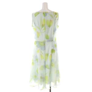 M'S GRACY 花柄 シフォン ワンピース ノースリーブ ロング 40 L 黄緑 /SY OS