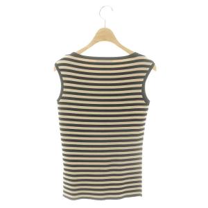 FOXEY ボーダー ノースリーブ ニット 38 ブラック ベージュ 25392