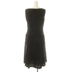 FOXEY BOUTIQUE レース ノースリーブ ワンピース ひざ丈 38 黒 ブラック 16578 /DF OS