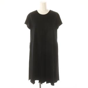 プリーツ 半袖 ワンピース ひざ丈 38 黒 ブラック 36215 /DF OS