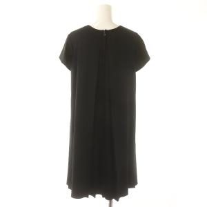 FOXEY NEW YORK プリーツ 半袖 ワンピース ひざ丈 38 黒 ブラック 36215 /DF OS