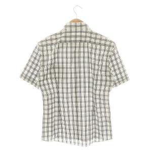 BURBERRY BLACK LABEL チェック 半袖 ボタンダウンシャツ 2 黒 白 ブラック ホワイト