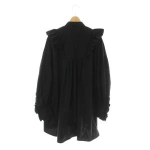 ENFOLD SOMELOS フリルオーバーBLOUSE ブラウス 長袖 チュニック丈 38 黒 ブラック