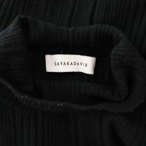 SAYAKA DAVIS ウールテレコリブハイネックニット カットソー 長袖 ランダムリブ M 黒 ブラック