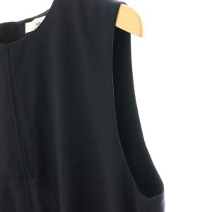 ebure 24SS ウール 裾レイヤード ノースリーブワンピース 36 ネイビー