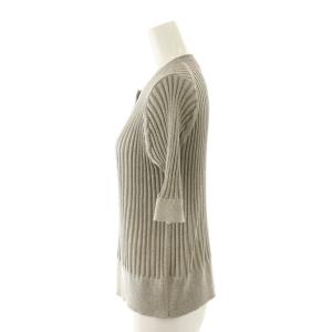 ebure 24SS ミックスカラーラメ ハーフスリーブクルーネックカーディガン ニット 半袖 シルバー色