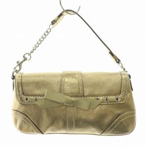 COACH ハンドバッグ レザー チェーン ストーン 装飾 ゴールド色 399